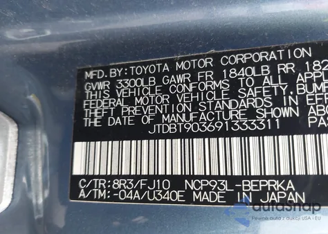 2009 Toyota Yaris from USA, damaged, VIN JTDBT903691333311